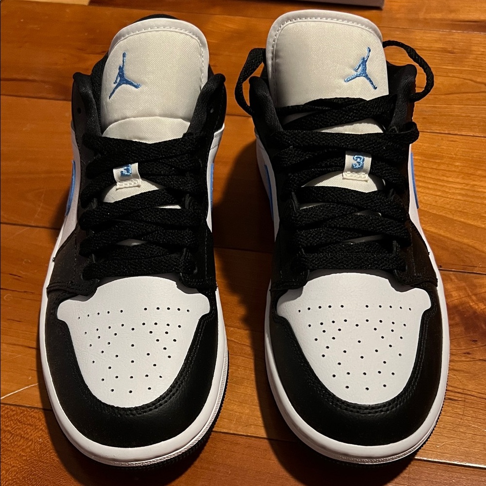Nike Air Jordan Low Black and Light Blue Sneakers - Picture 3 of 10